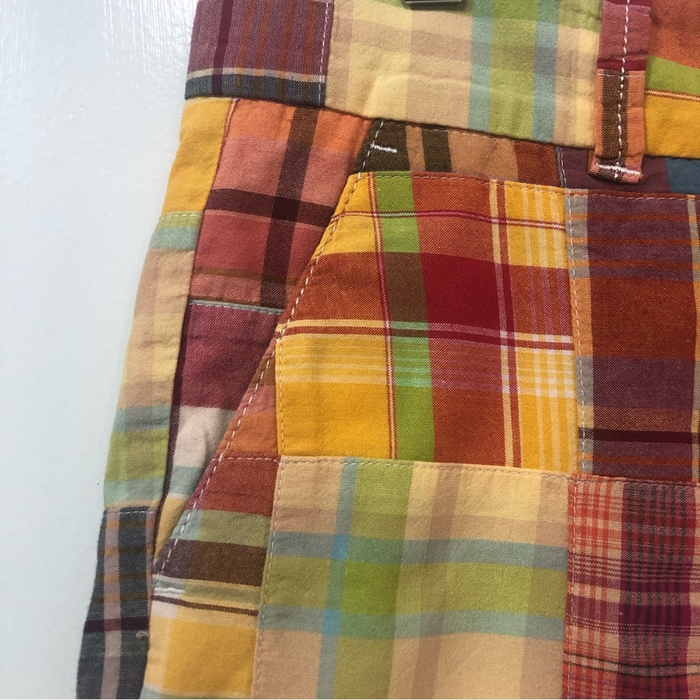 Talbots Orange Patchwork Madras Plaid 4 Inch Shor… - image 3